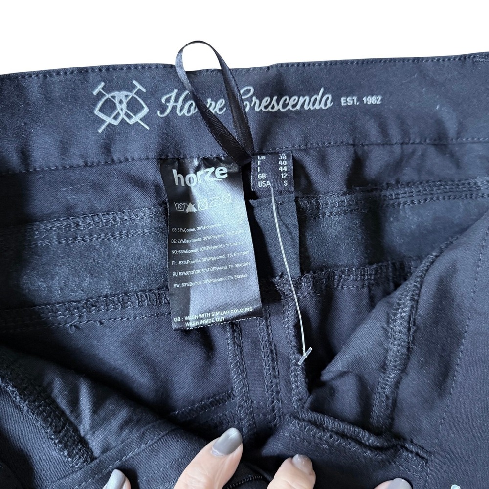 Horze Crescendo‎ Women Black Equestrian Breeches Riding Pants Crystal Studs 28W - Picture 9 of 10